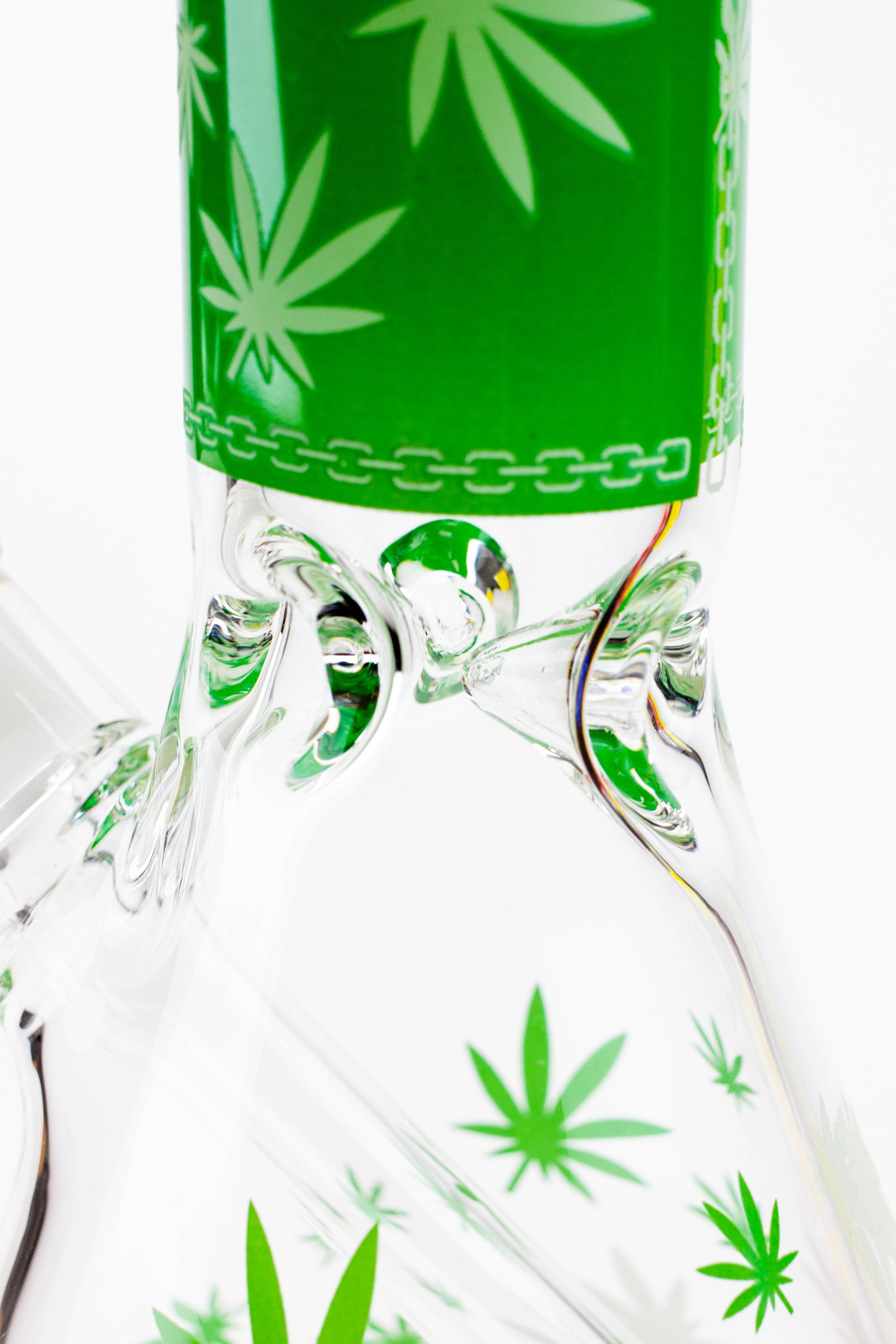 14" Leaf Glow in the dark 7 mm glass bong [A52]