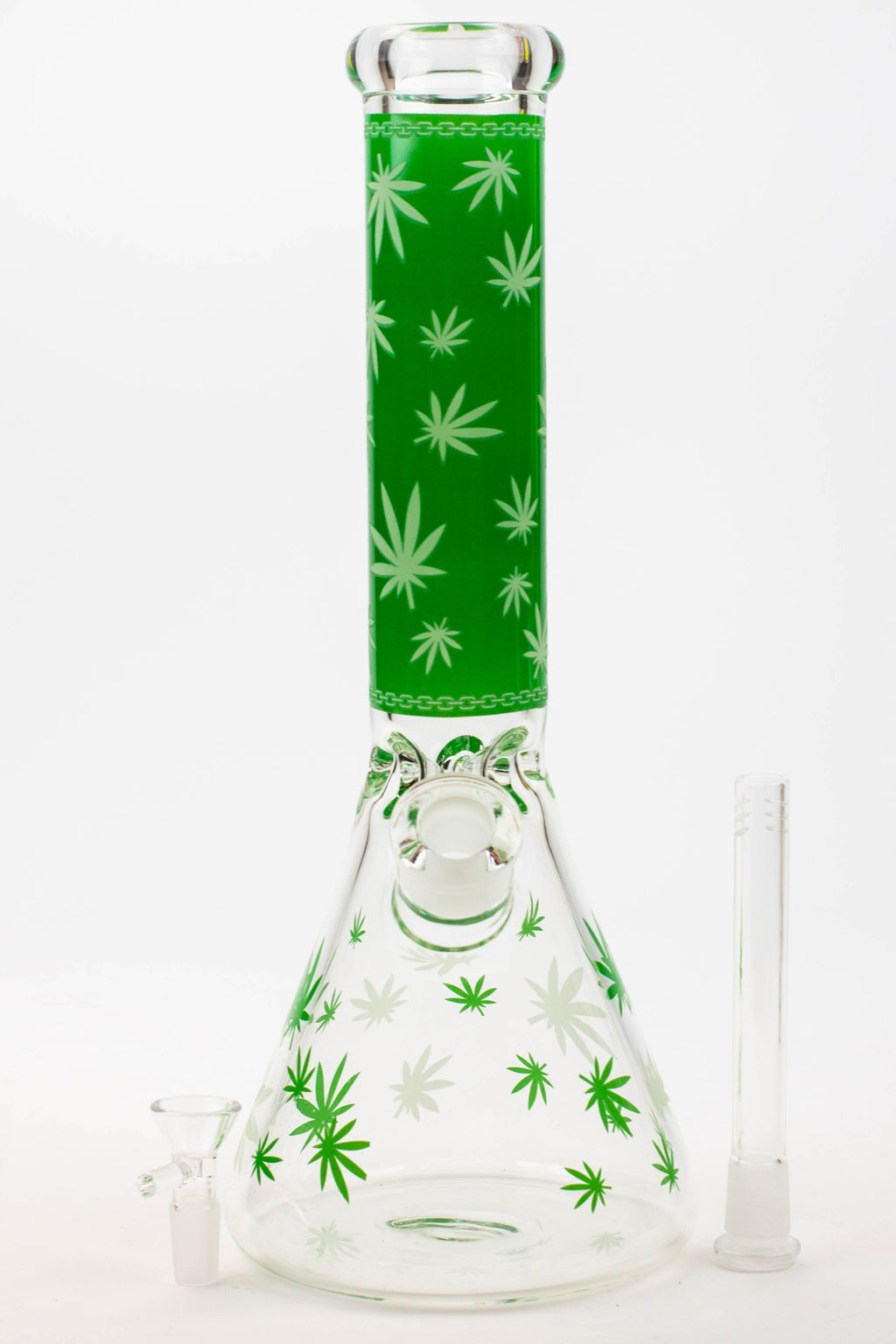 14" Leaf Glow in the dark 7 mm glass bong [A52]