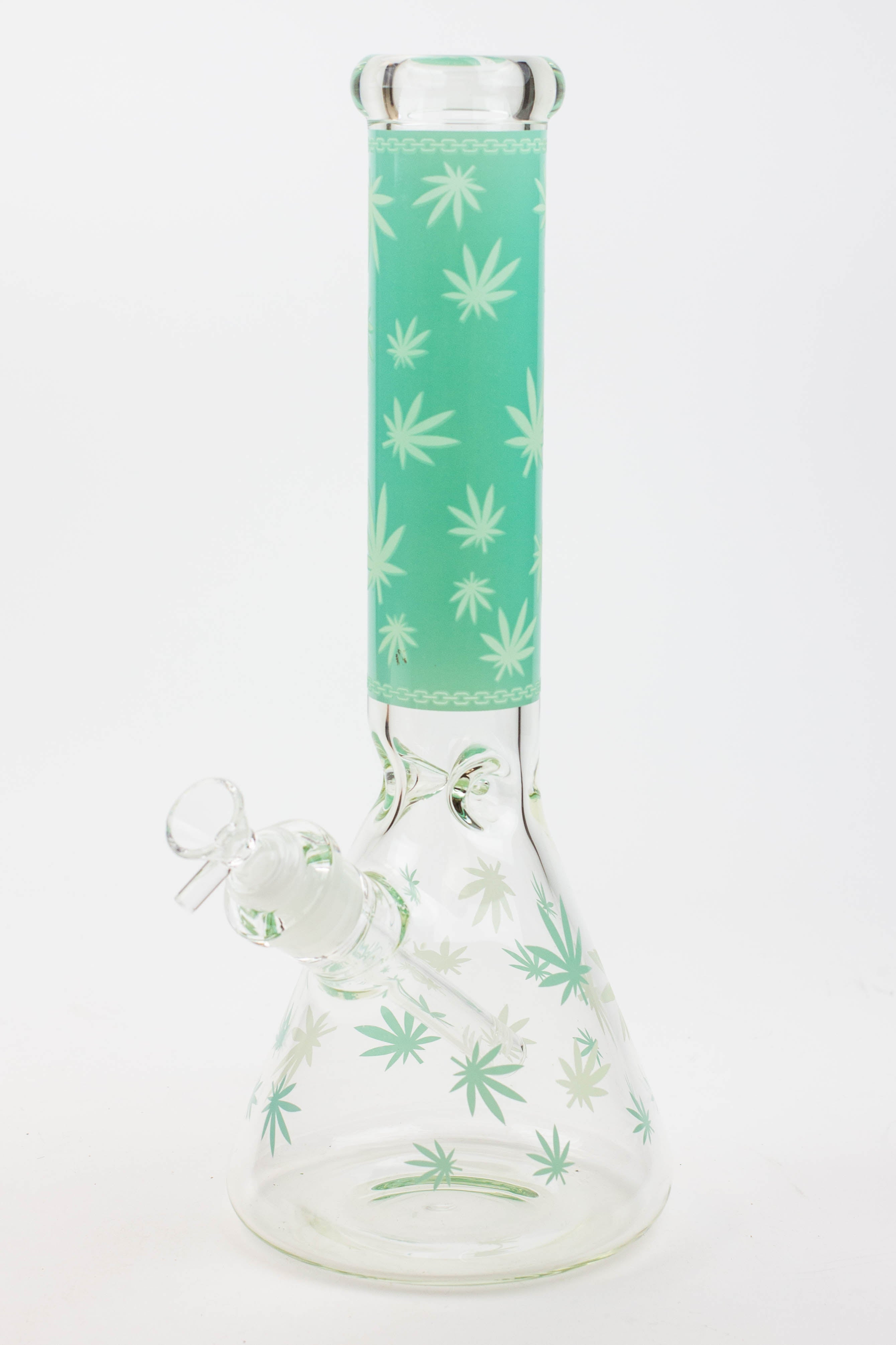 14" Leaf Glow in the dark 7 mm glass bong [A52]