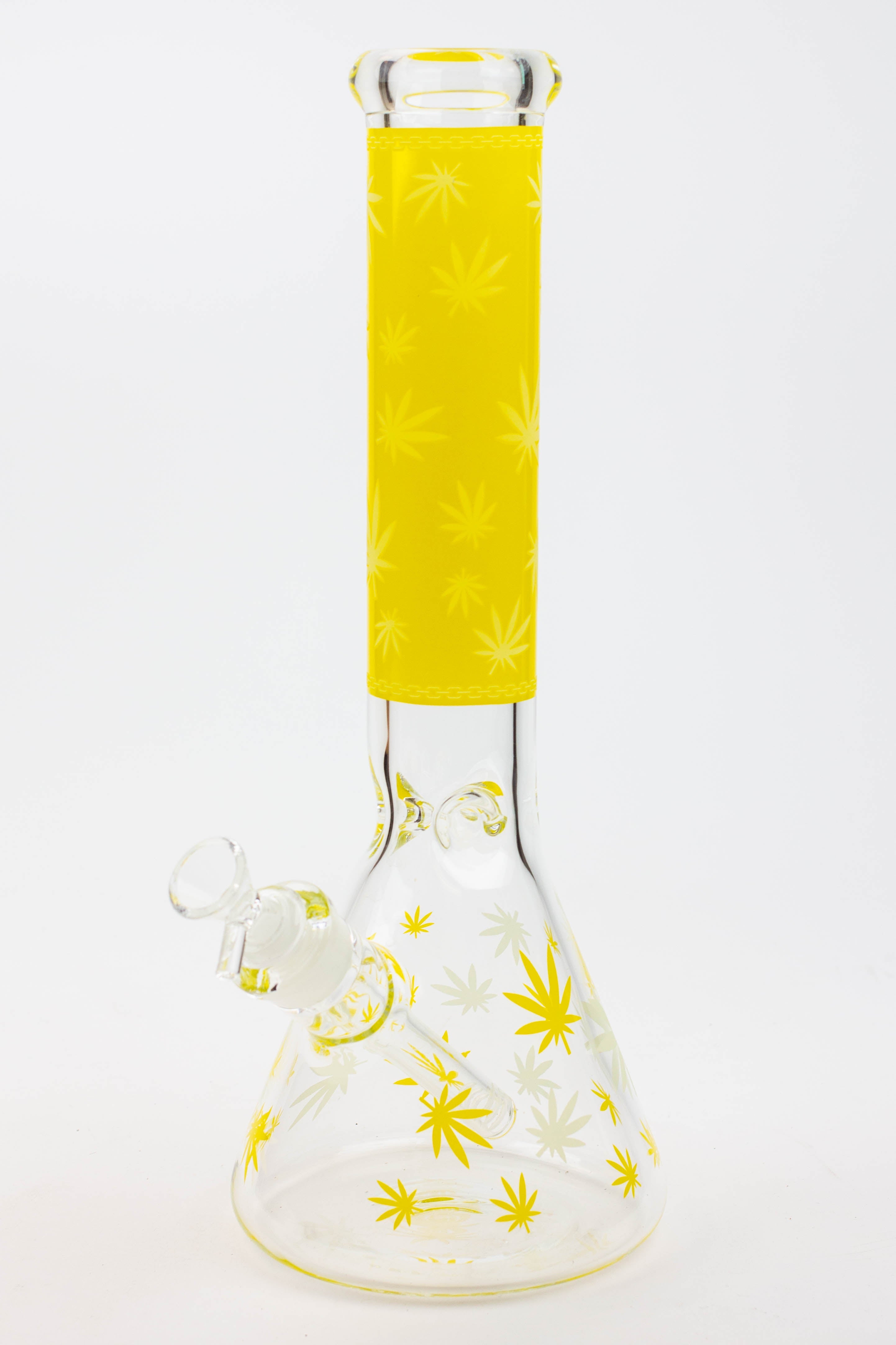 14" Leaf Glow in the dark 7 mm glass bong [A52]