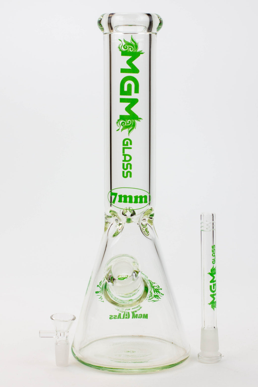 14" glass / 7 mm / beaker glass water bong [A53]