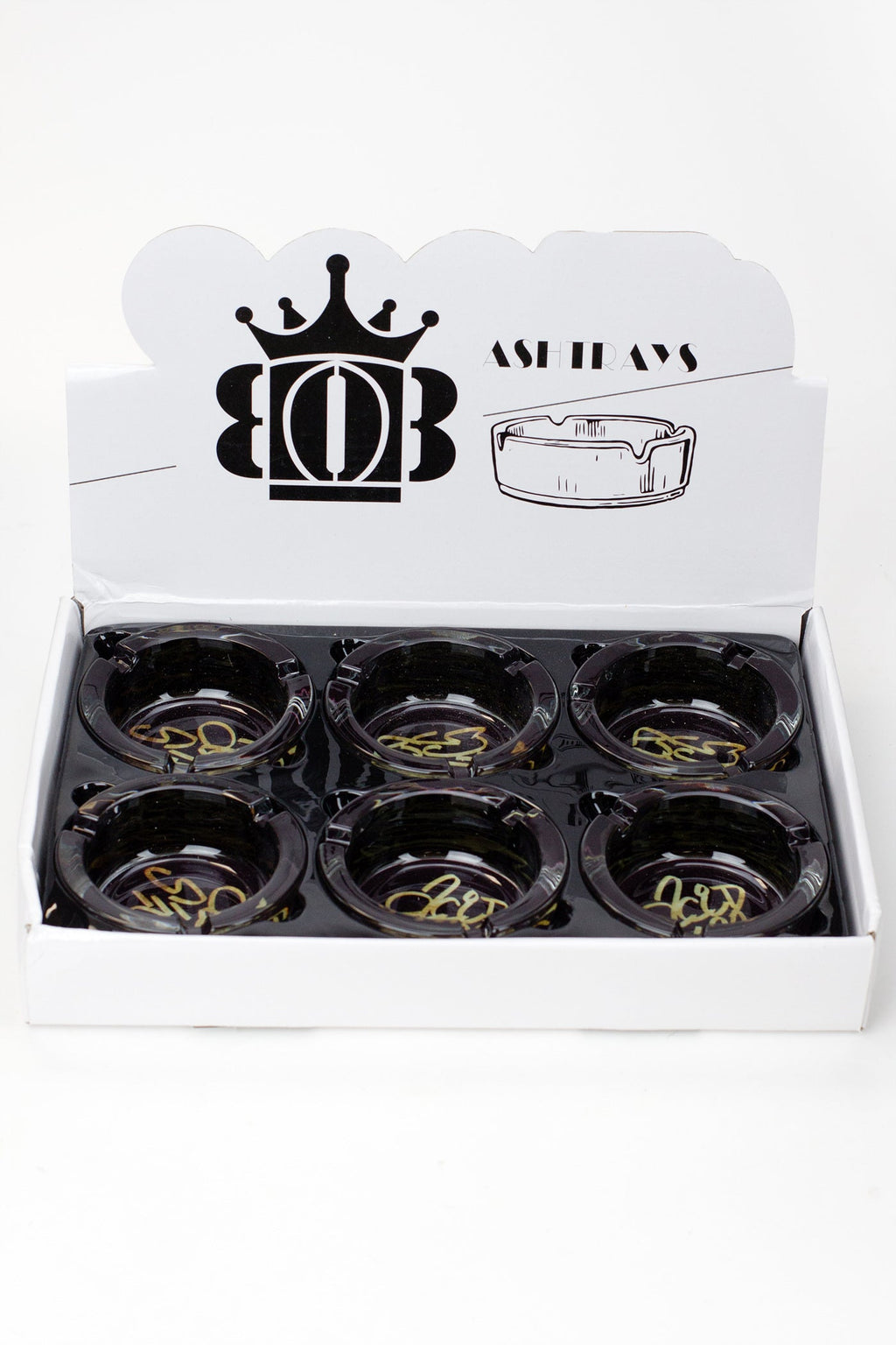 Acid Secs round glass ashtray Box of 6