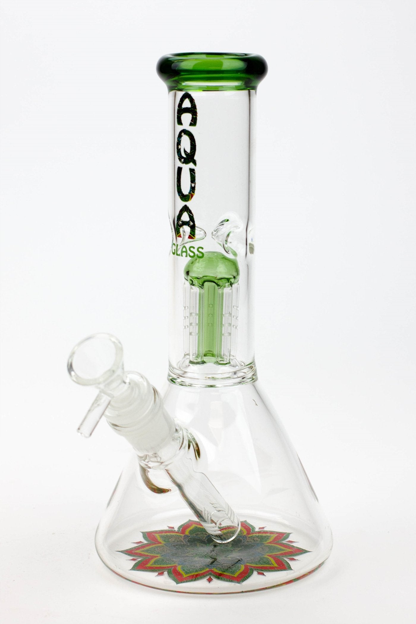 9" AQUA Single tree arms percolator glass water bong