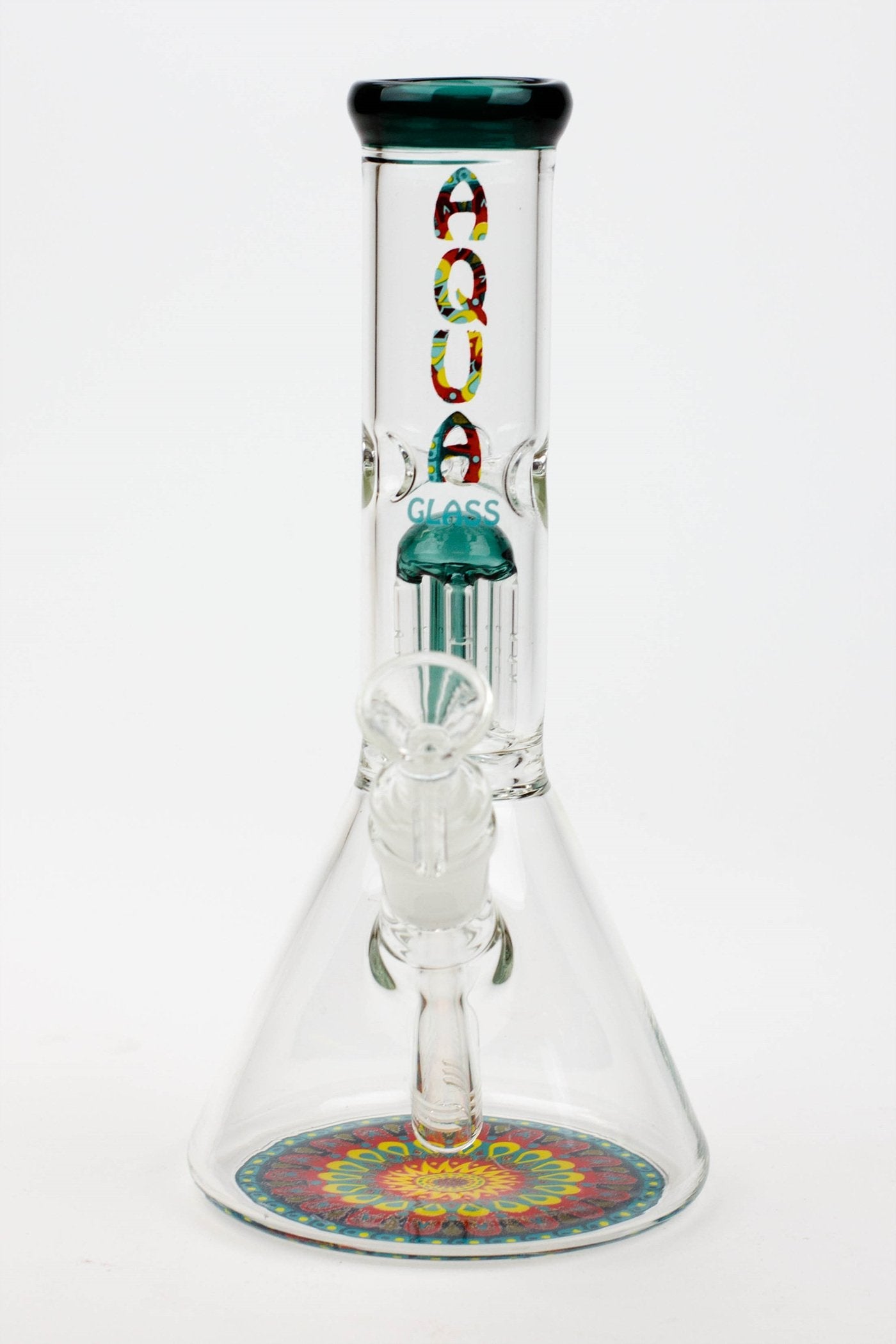 9" AQUA Single tree arms percolator glass water bong