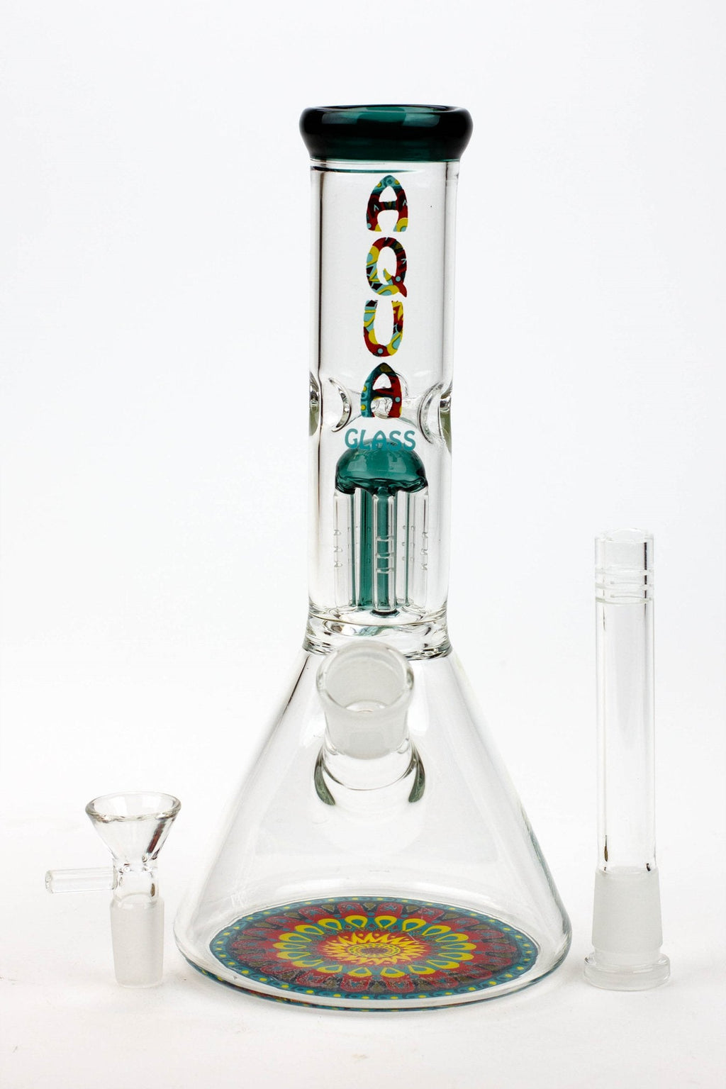 9" AQUA Single tree arms percolator glass water bong