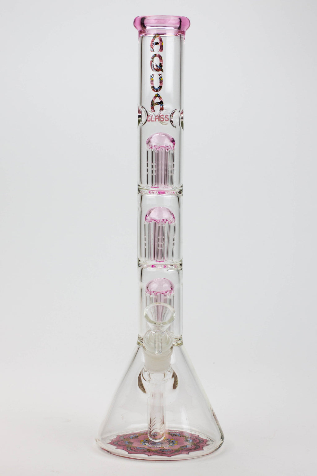 13.5" AQUA 5mm Triple tree arms percolator glass water bong