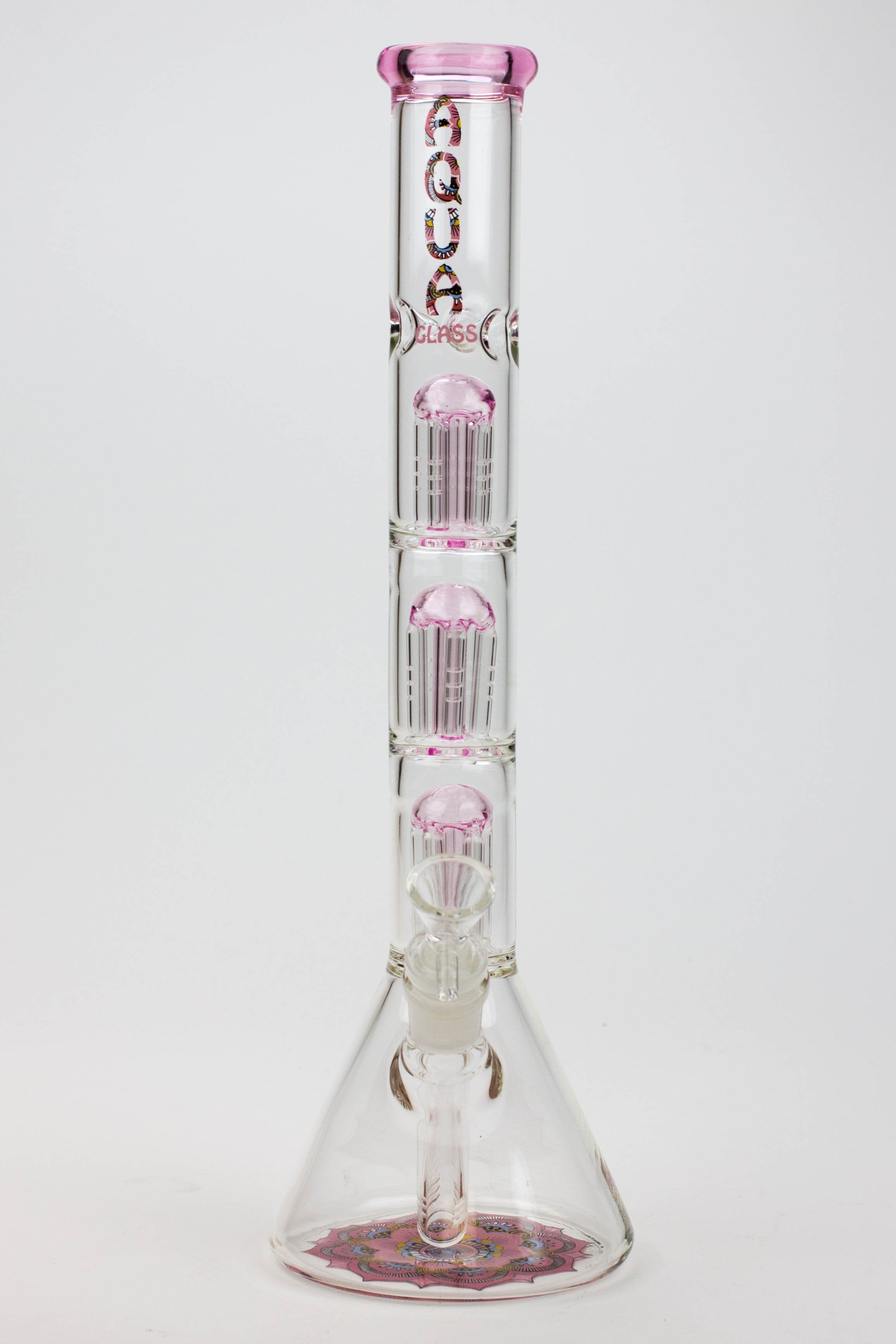 13.5" AQUA 5mm Triple tree arms percolator glass water bong