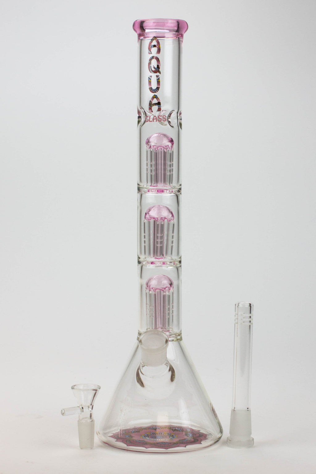 13.5" AQUA 5mm Triple tree arms percolator glass water bong