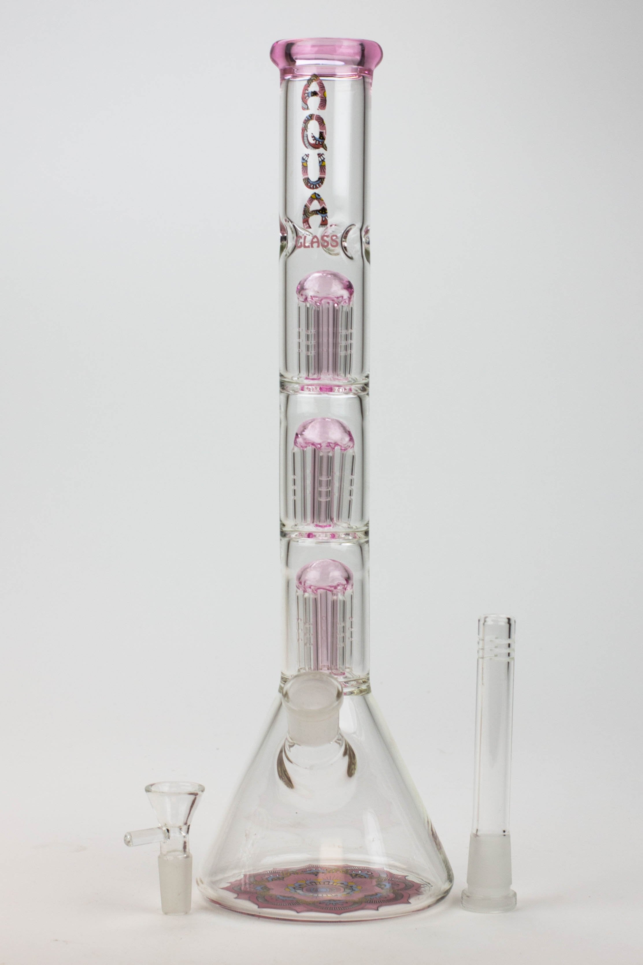 13.5" AQUA 5mm Triple tree arms percolator glass water bong