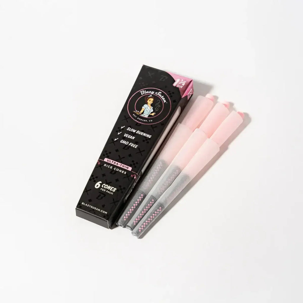 Blazy Susan | Ultra Thin Rice Pre-Rolled Cones – 1 ¼ Size (6 Count Pack)