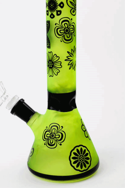 10" Sandblasted color glass water bong