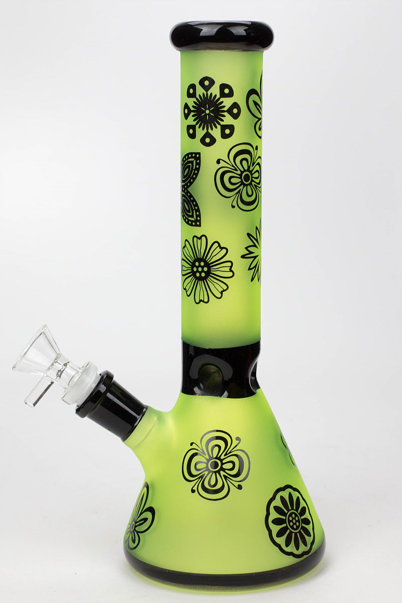 10" Sandblasted color glass water bong