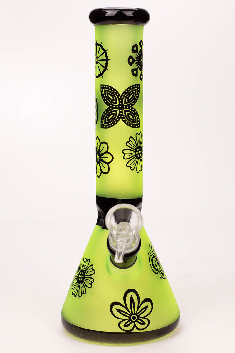 10" Sandblasted color glass water bong