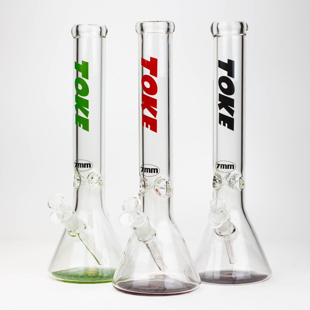 16" TOKE 7 mm glass water beaker bong