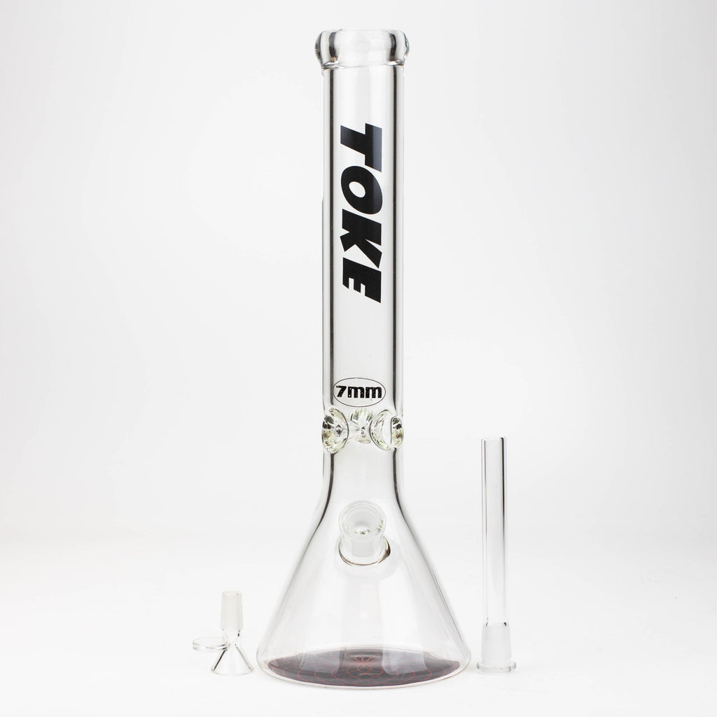 16" TOKE 7 mm glass water beaker bong