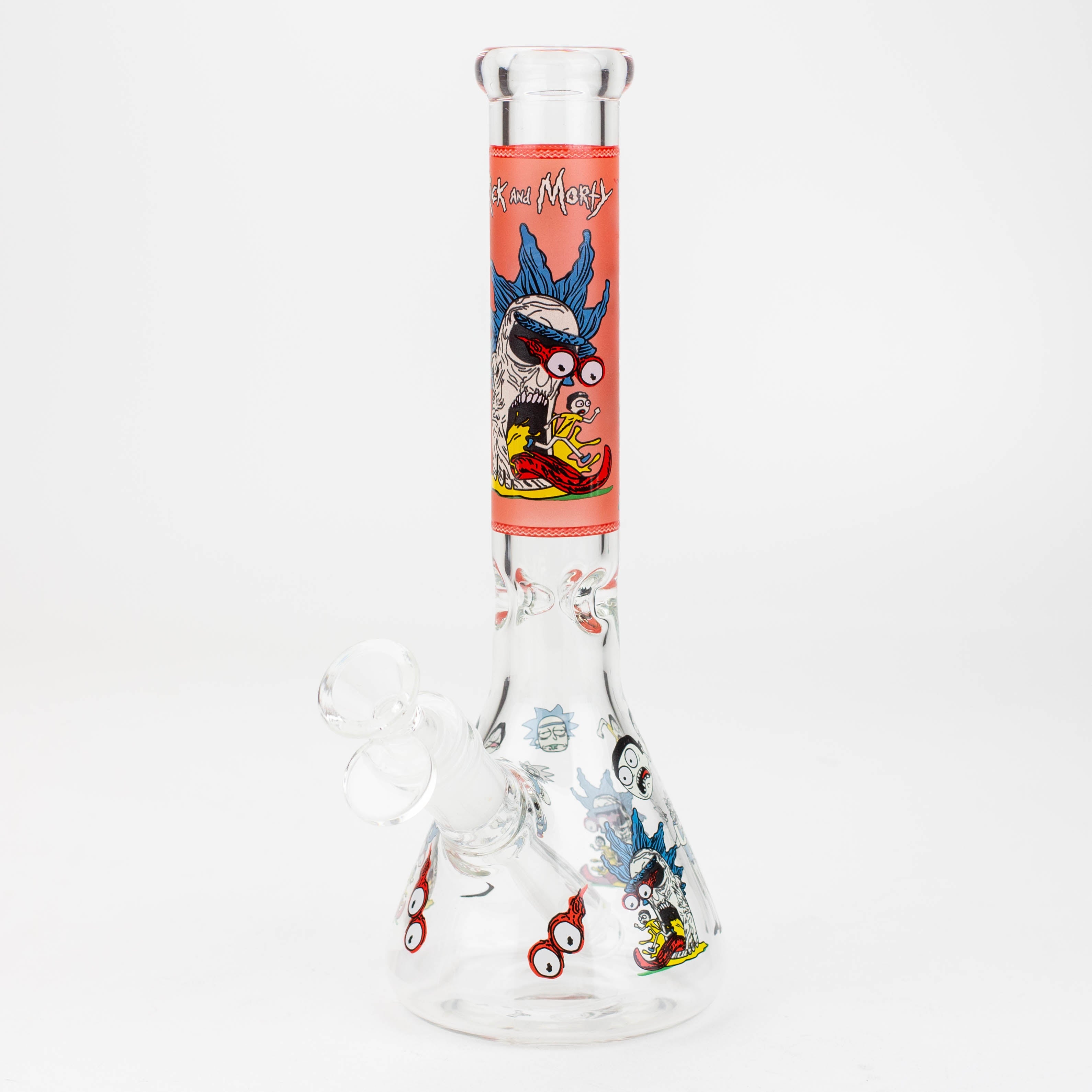 10" RM decal Glow in the dark glass water bong