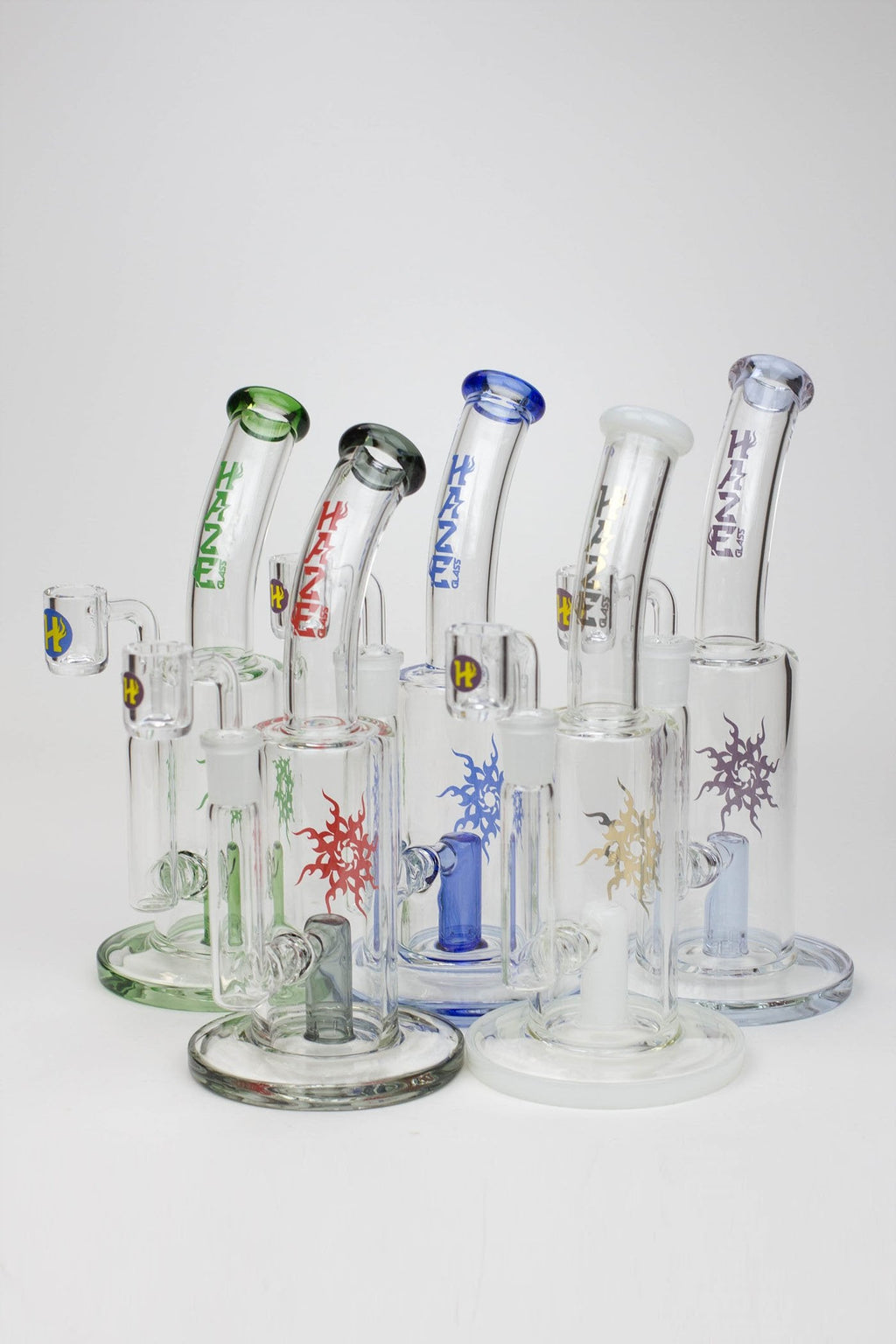 8" HAZE 2-in-1 shower head diffuser Bent Neck Dab Rig[HZ024]