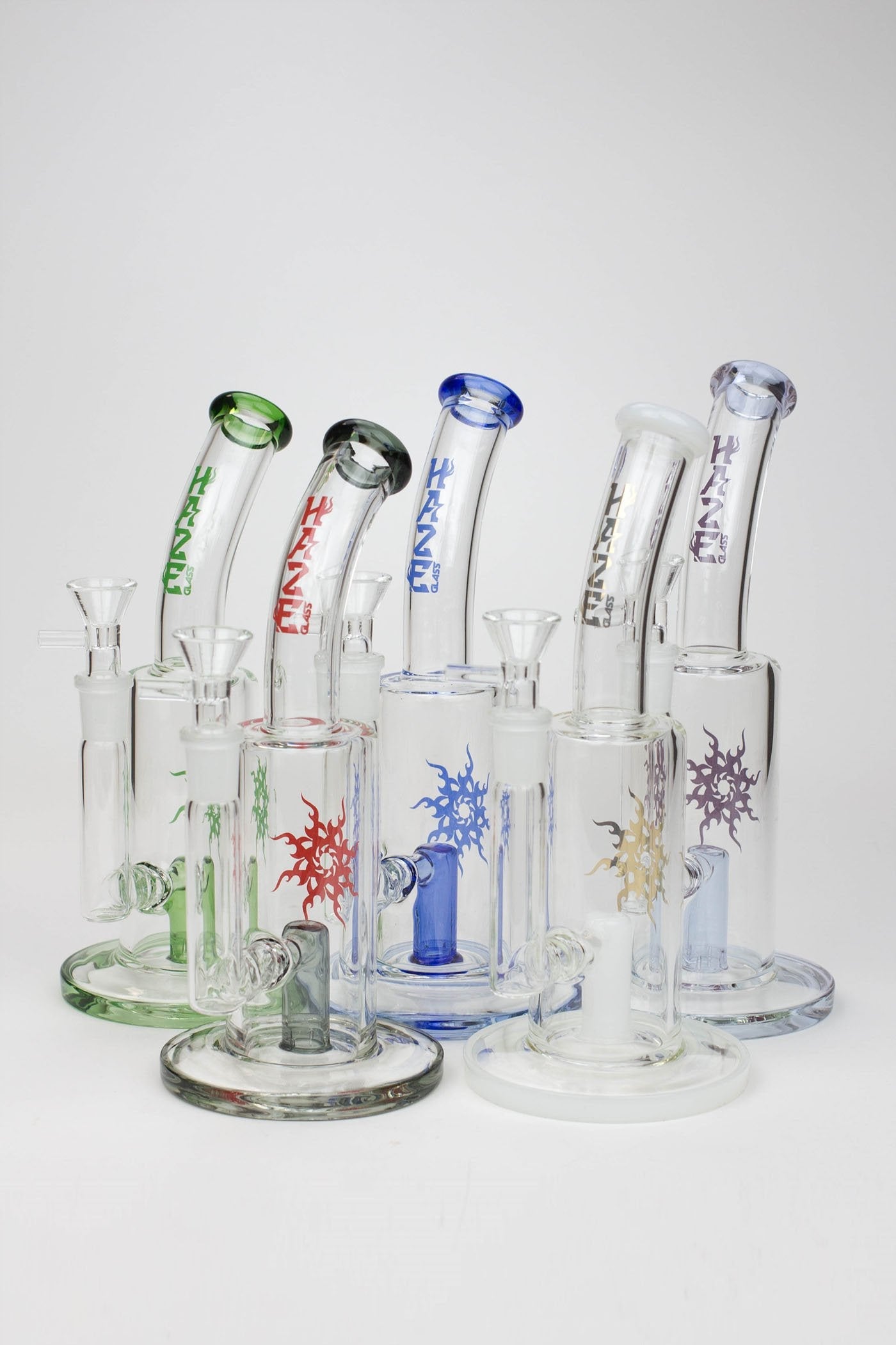 8" HAZE 2-in-1 shower head diffuser Bent Neck Dab Rig[HZ024]