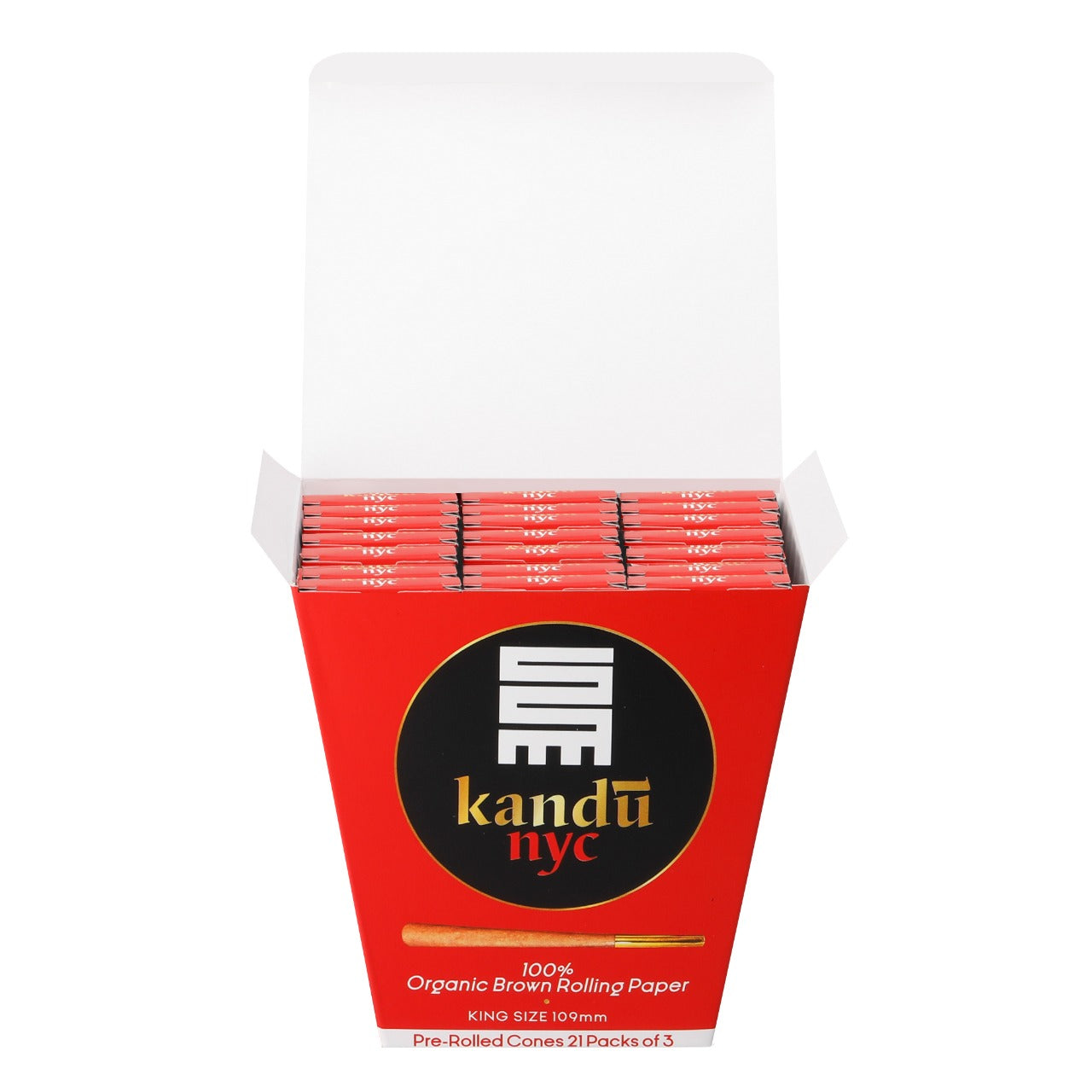 Kandu NYC King Size Pre Rolled Cones, Display Box 21 Count with 3 Cones Each