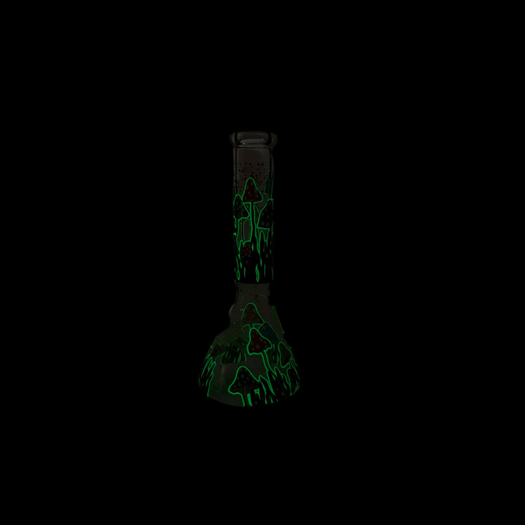 Z10" Glow in the dark Glass Bong With  Mushroom Design