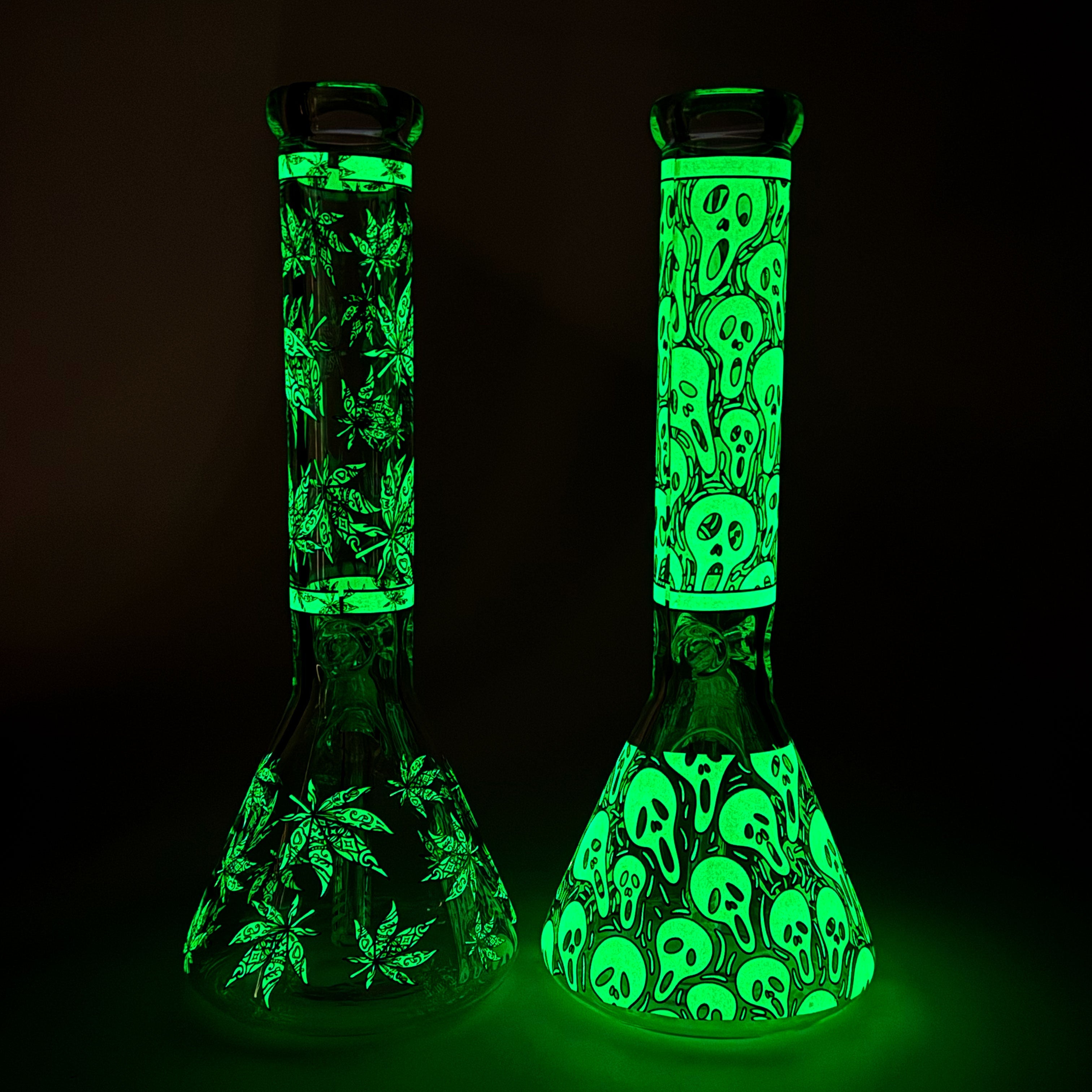 14″ Glow-in-the-Dark Glass Beaker Bong [C803x]