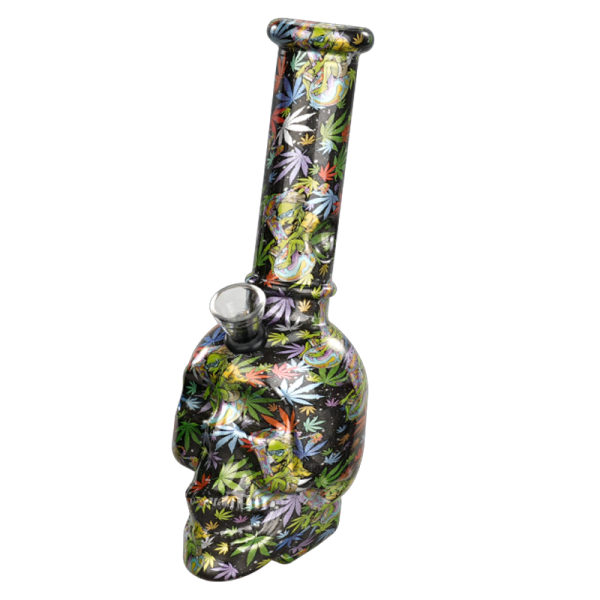 8″ Skull Printing Glass Bong [JBLX-11-3]