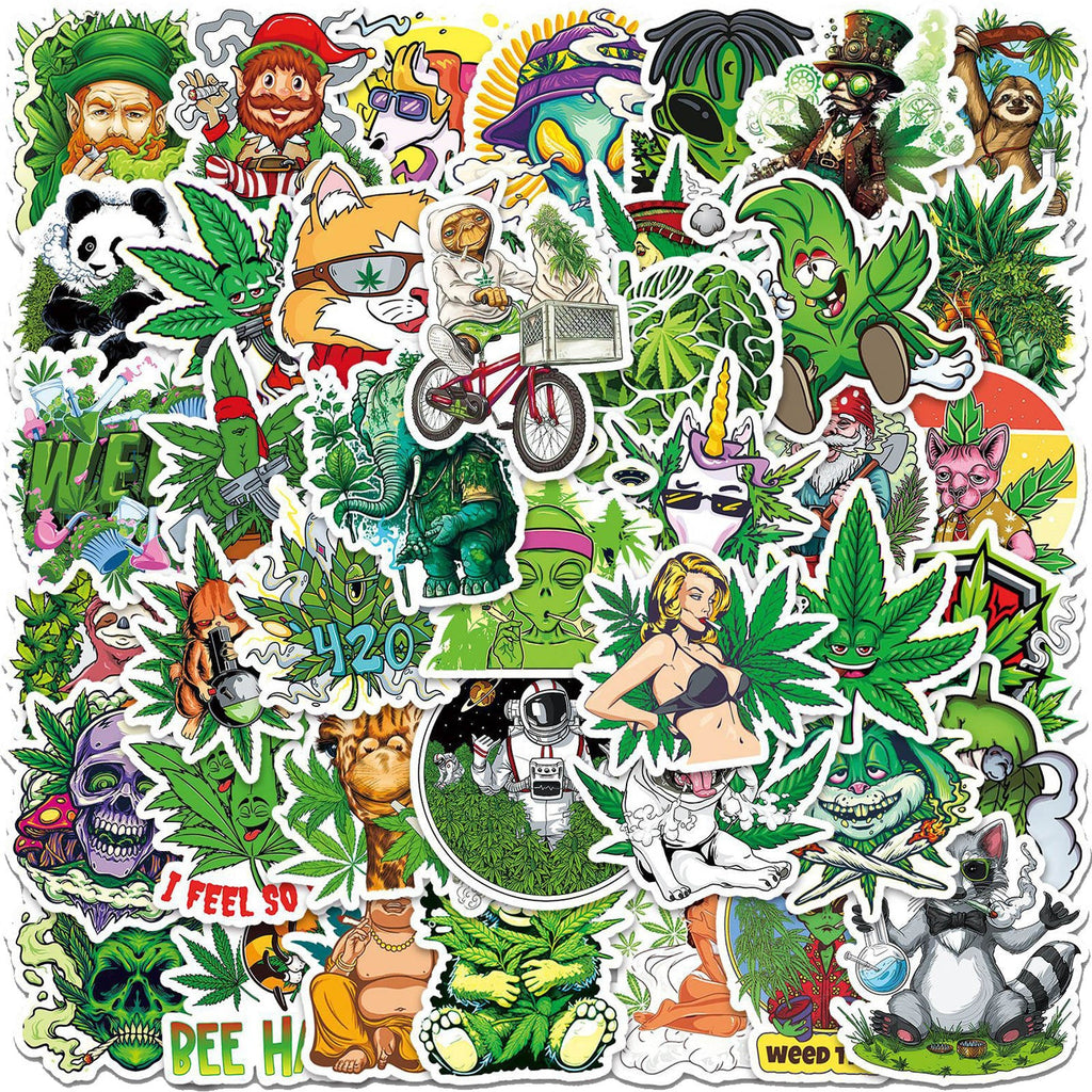 50pcs Assorted Cannabis Design Stickers