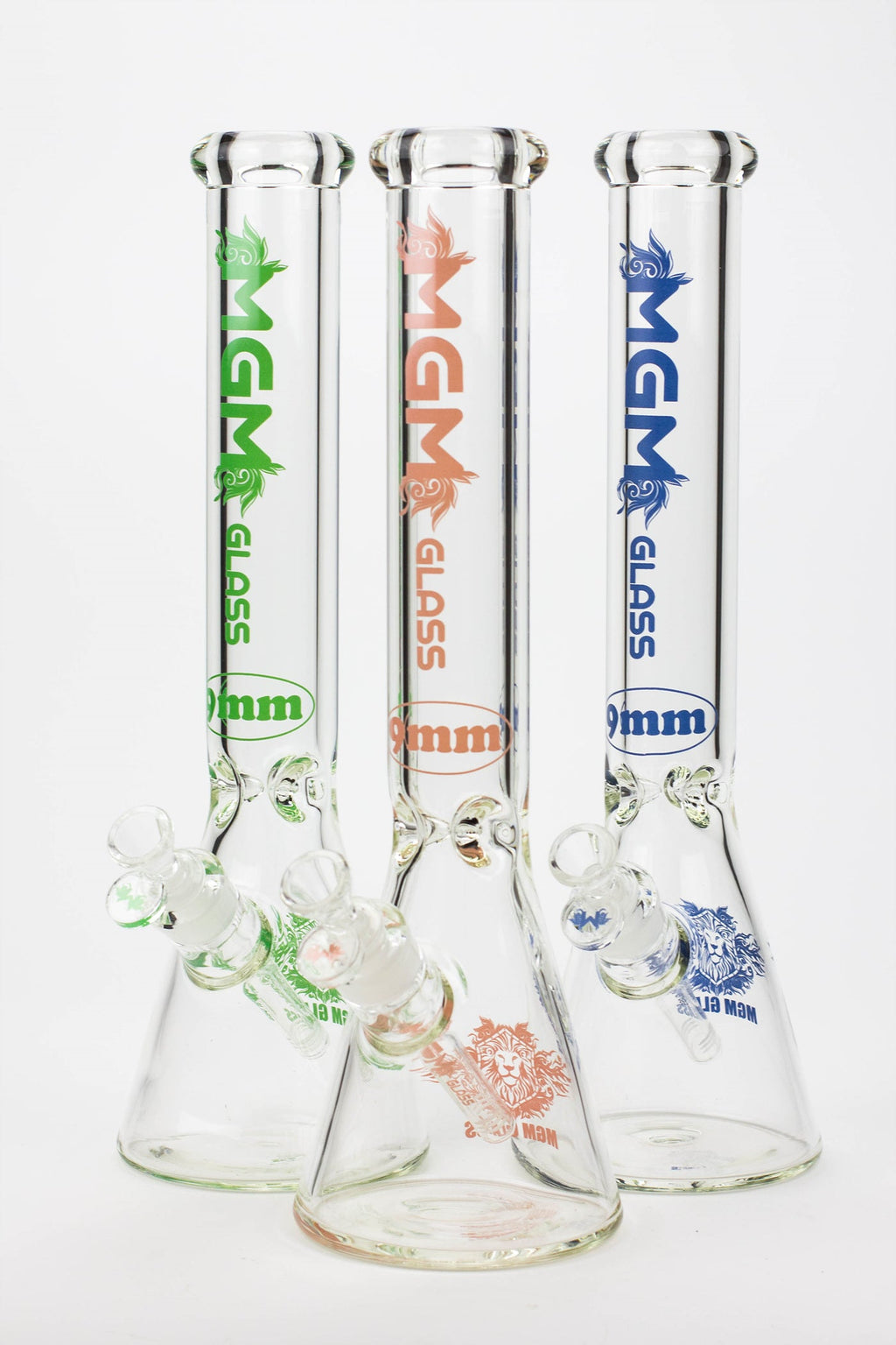 16" glass / 9 mm / beaker glass water bong-Clear