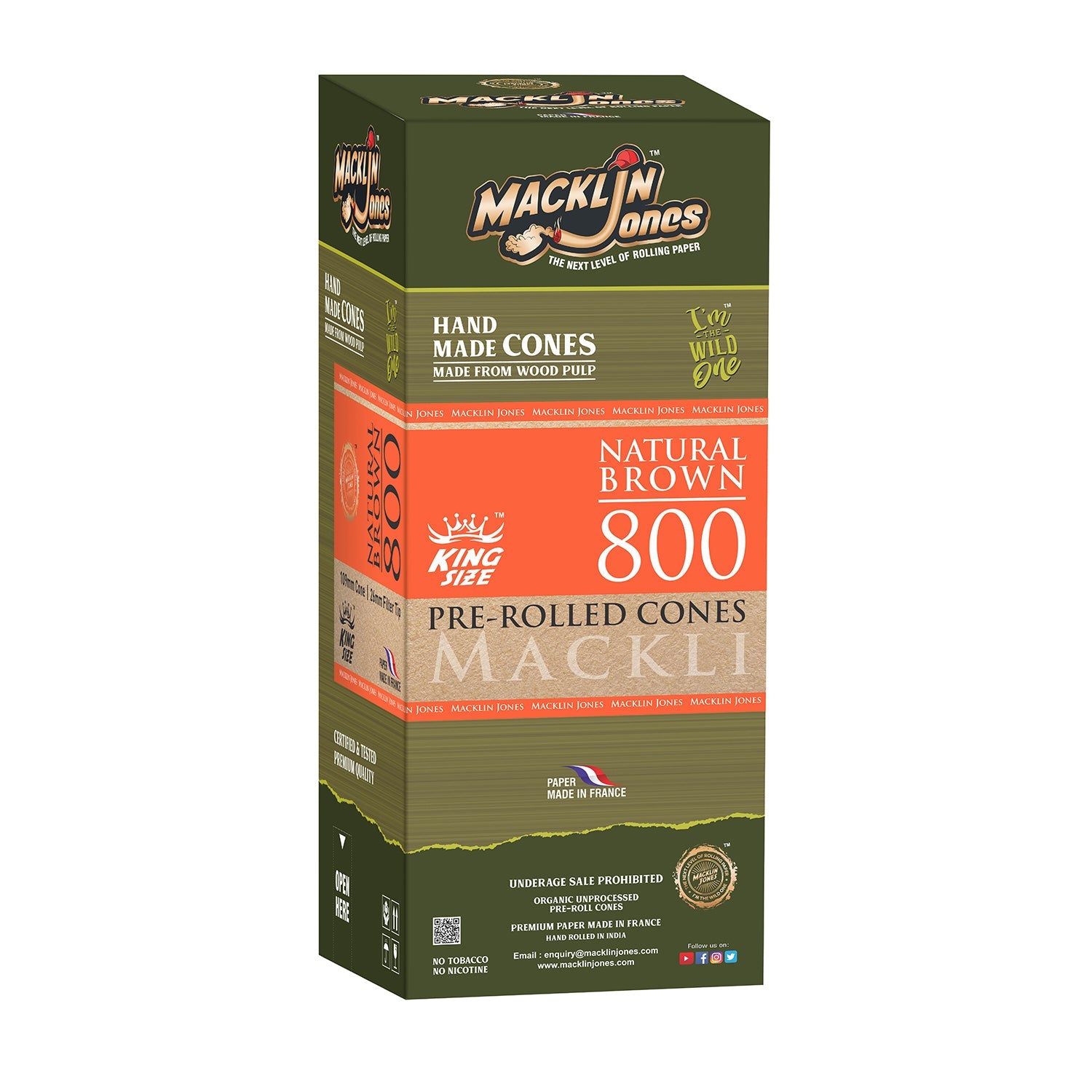 Macklin Jones - Natural Brown King Size Pre-Rolled cones Tower 800