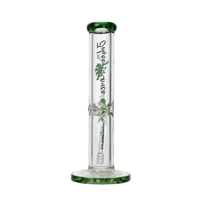 Johnny Green 12″ 9mm Straight Tube with Grid Percolator Slide – Green (MJG-012)