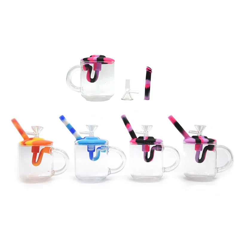 5.5” Silicone Water Pipe  Glass mug design– Assorted Colors