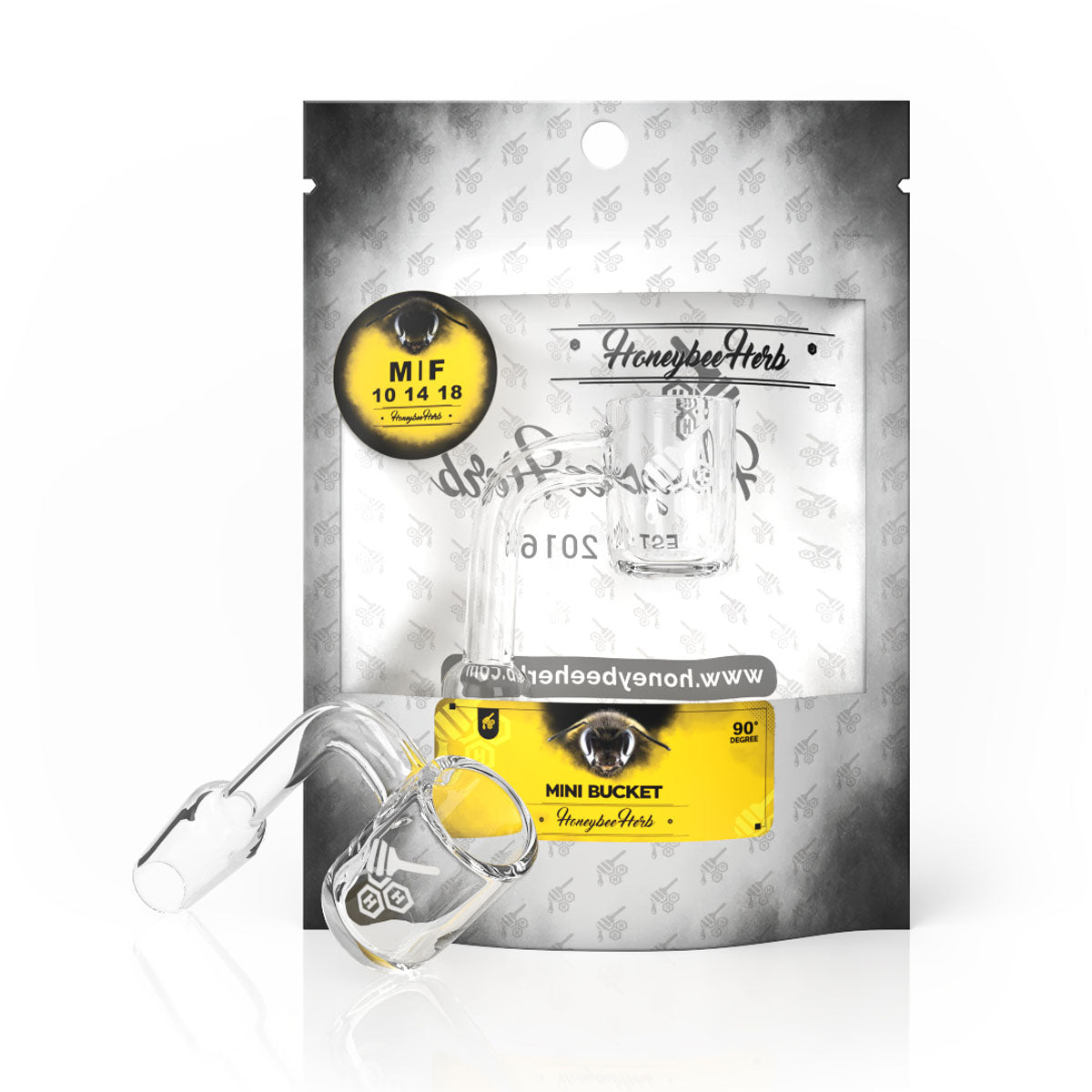 Honeybee Herb White Line 90° Mini Bucket Quartz Banger