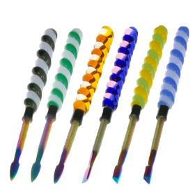 6″ Twirly Glass & Stainless Steel Dab Tool [SMKZ154]