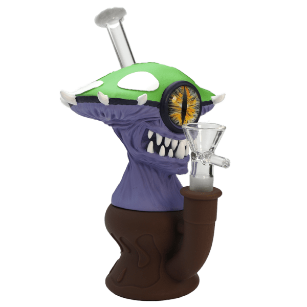 7″ Vinyl Mushroom Monster Water Pipe with 14mm Glass Bowl [SMKZ164]