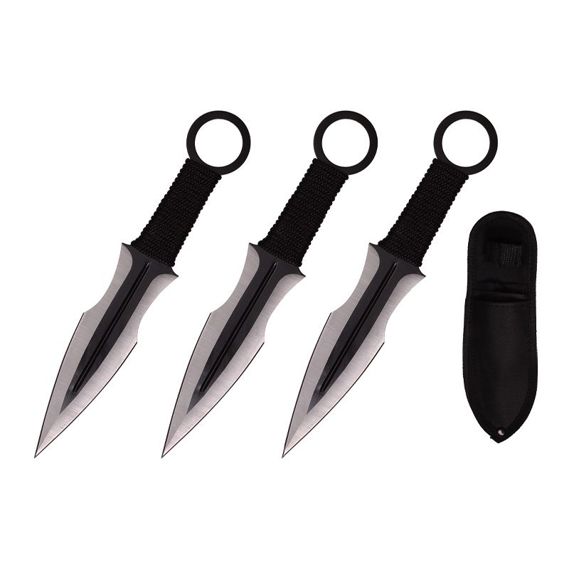 7.5″ Throwing Knives with Sheath 3 Pcs Set – Black [T004207BK]