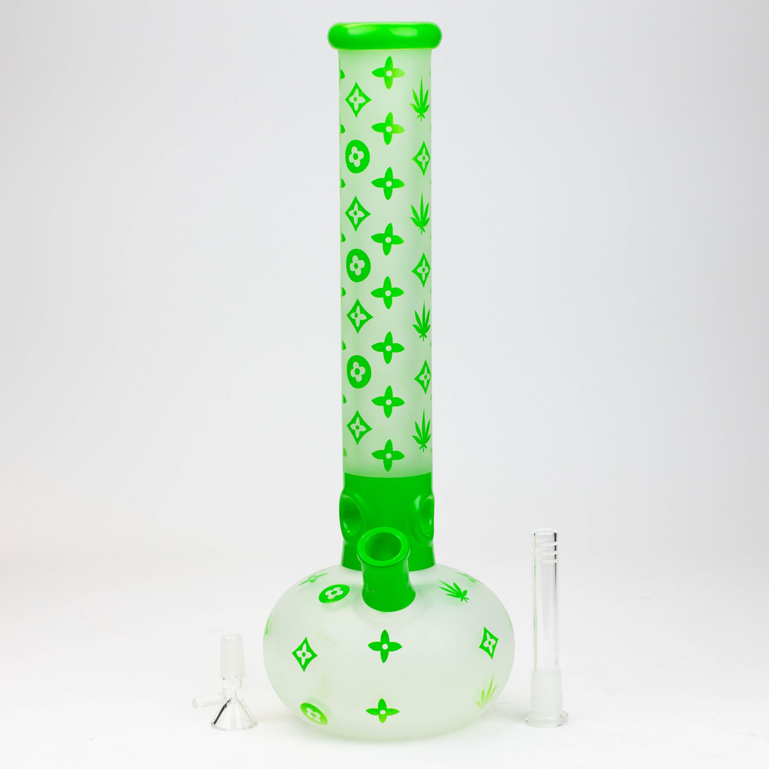 15.5" LX pattern 7 mm frosted glass water bong [AK-K3]