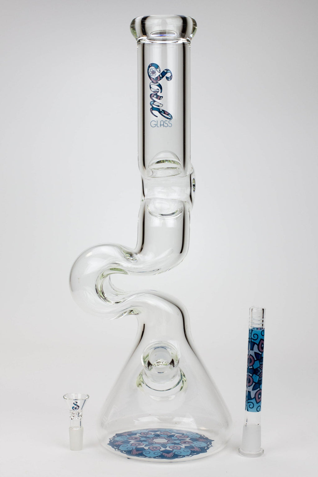 16.5" SOUL Glass 7mm Zig-zag glass water bong