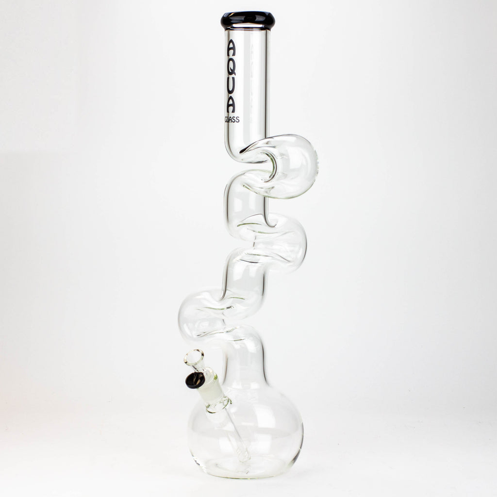 20" AQUA Glass Zig-zag glass water bong [AQUA026]