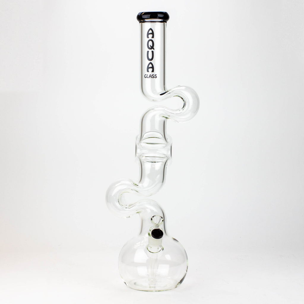 20" AQUA Glass Zig-zag glass water bong [AQUA026]