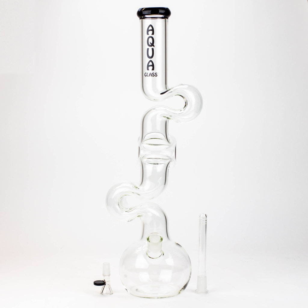 20" AQUA Glass Zig-zag glass water bong [AQUA026]