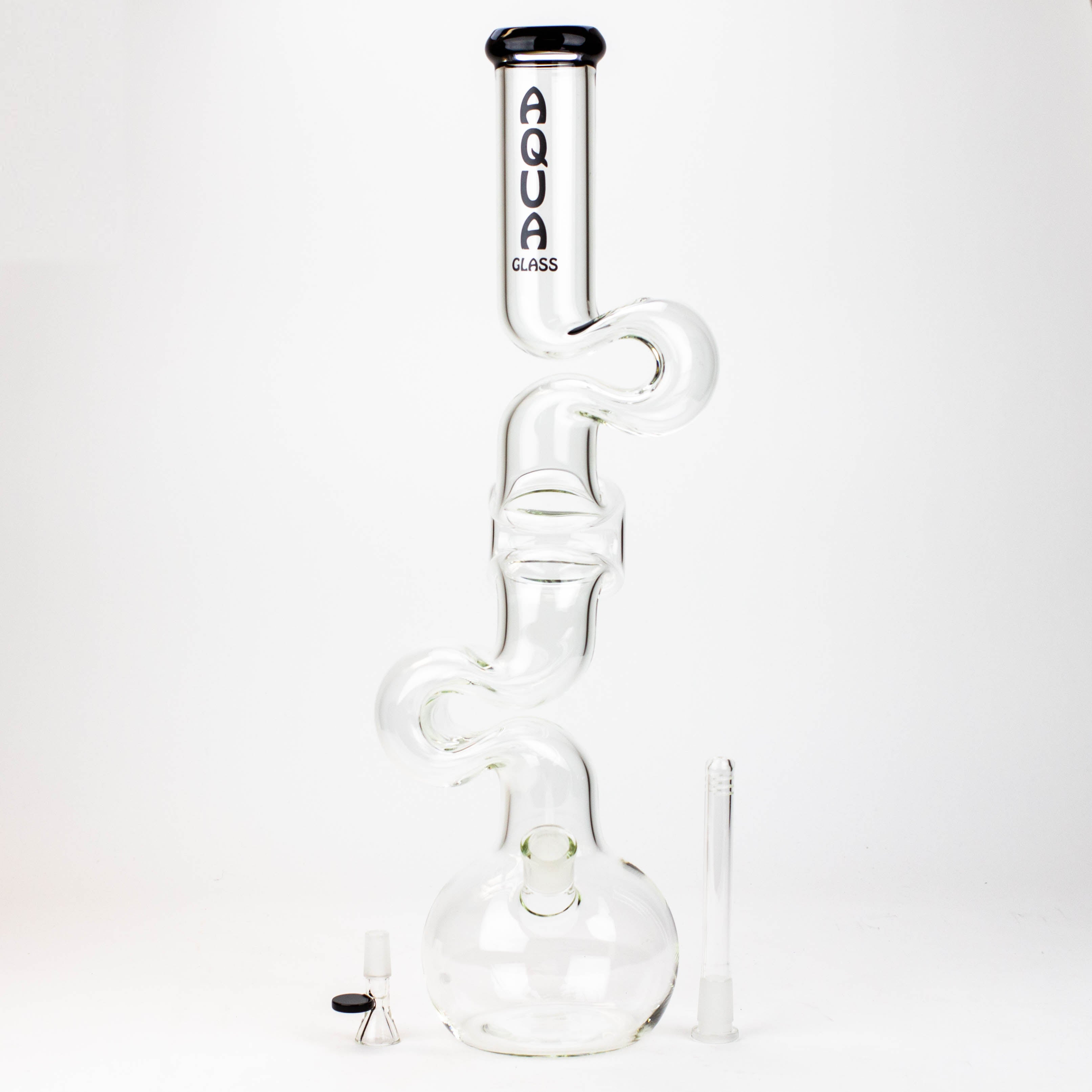 20" AQUA Glass Zig-zag glass water bong [AQUA026]