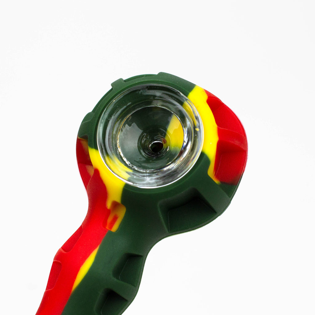 Silicone hand pipe with glass bowl and Dab tool Jar of 10