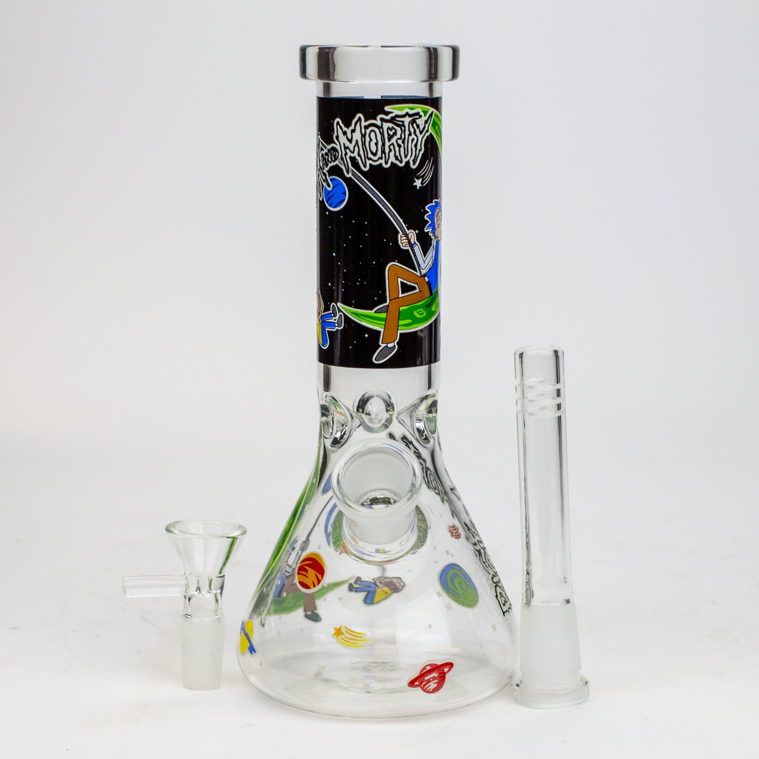 8" NM  Cartoon glass water bong - Glow in the dark
