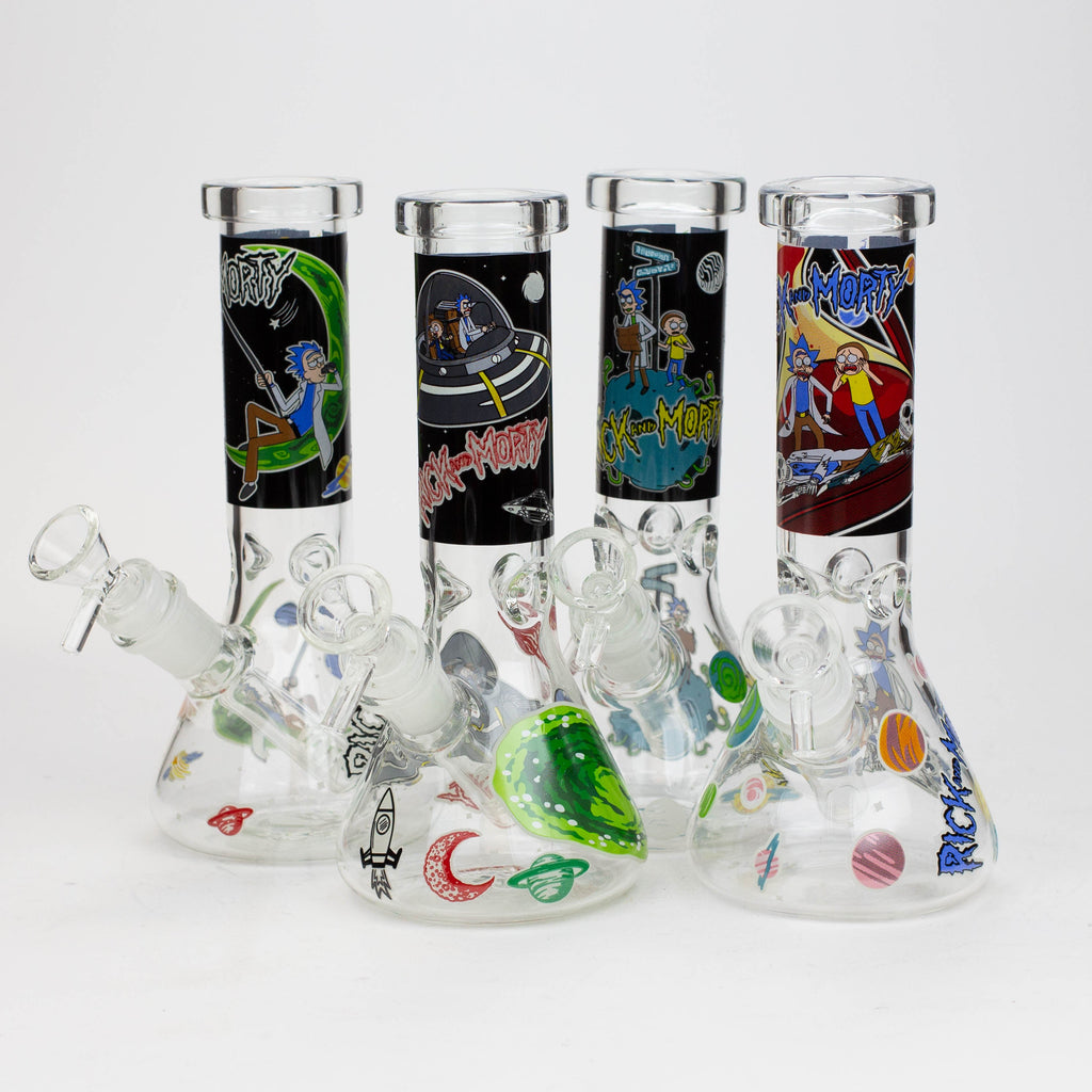 8" NM  Cartoon glass water bong - Glow in the dark