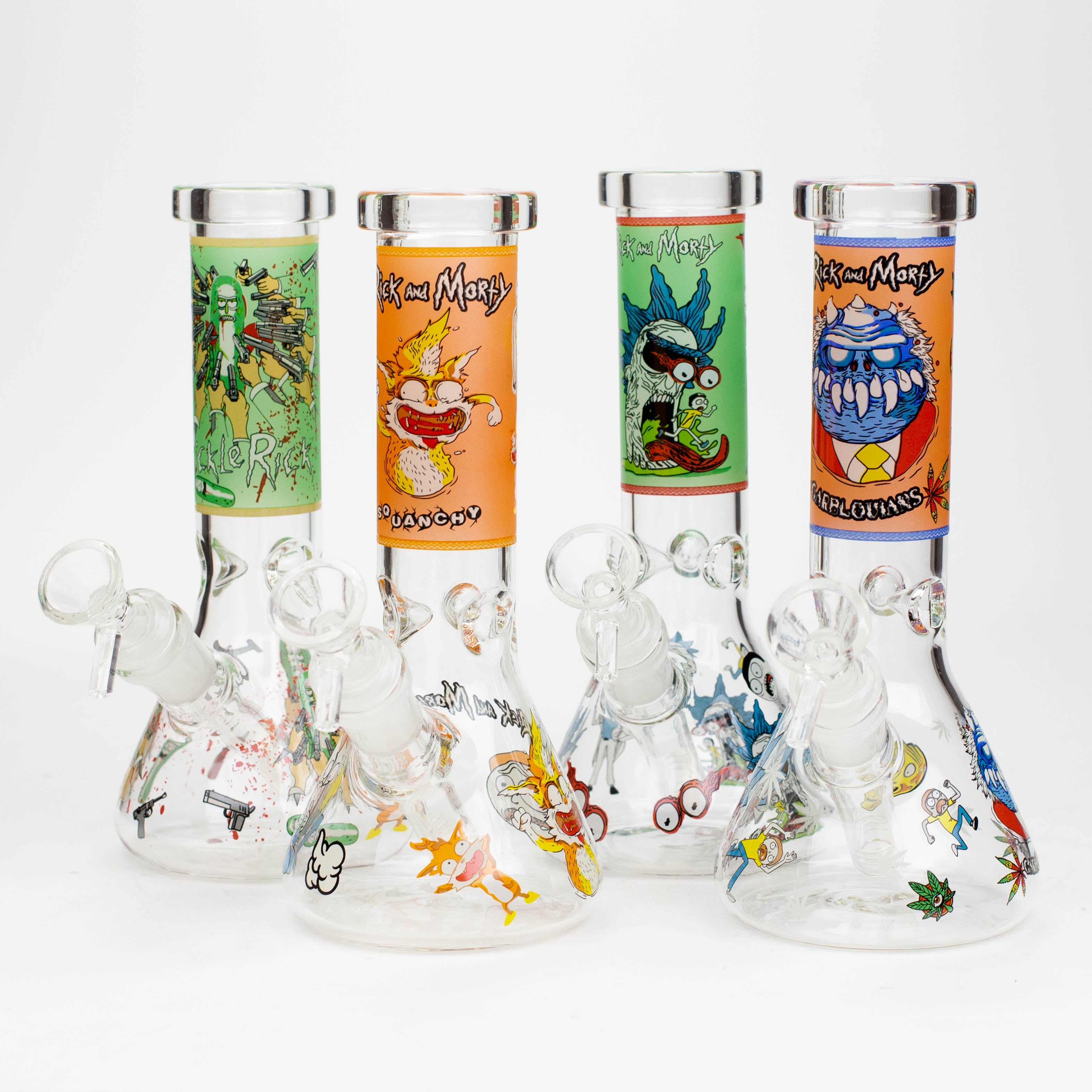 8" NM glass water bong - Glow In the dark