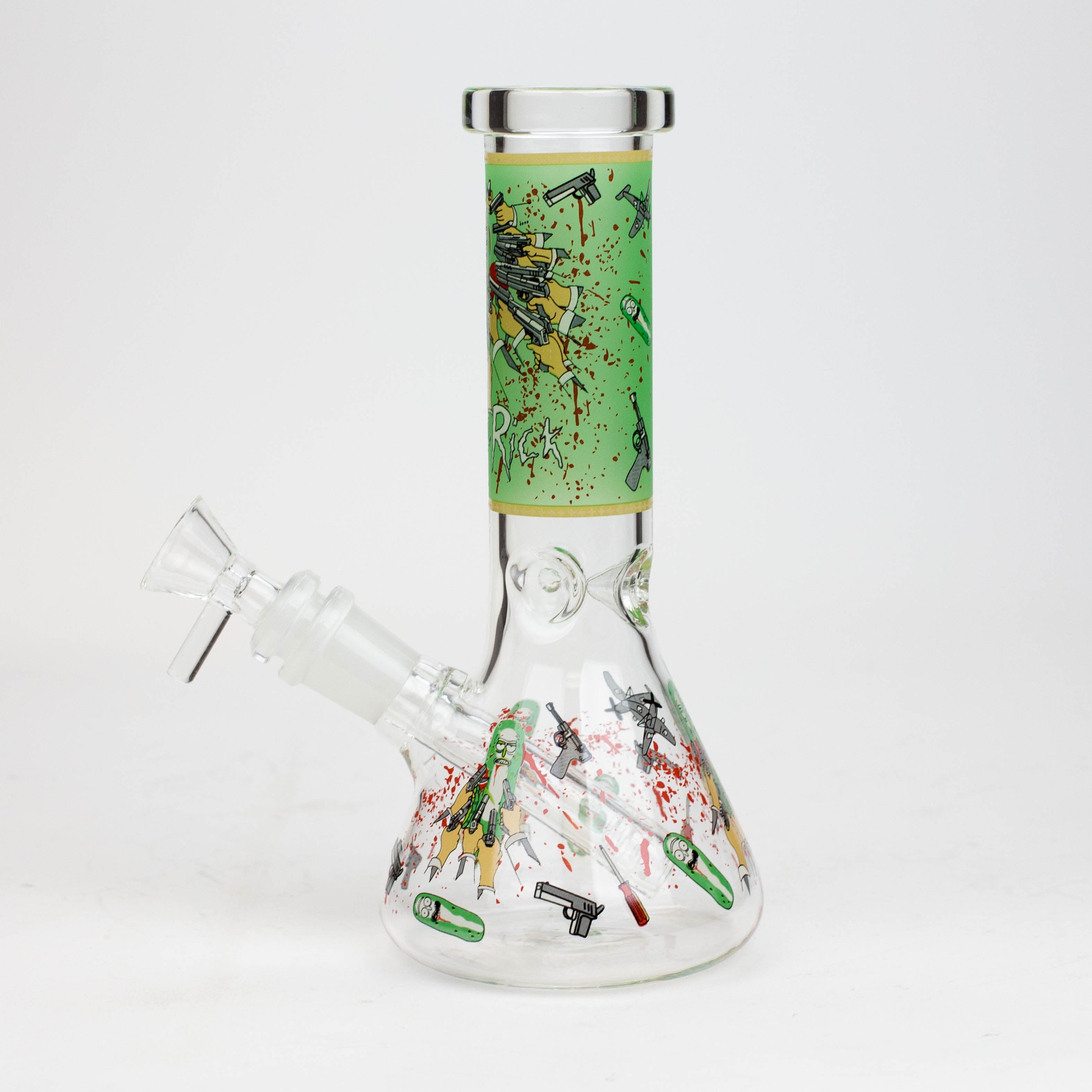 8" NM glass water bong - Glow In the dark