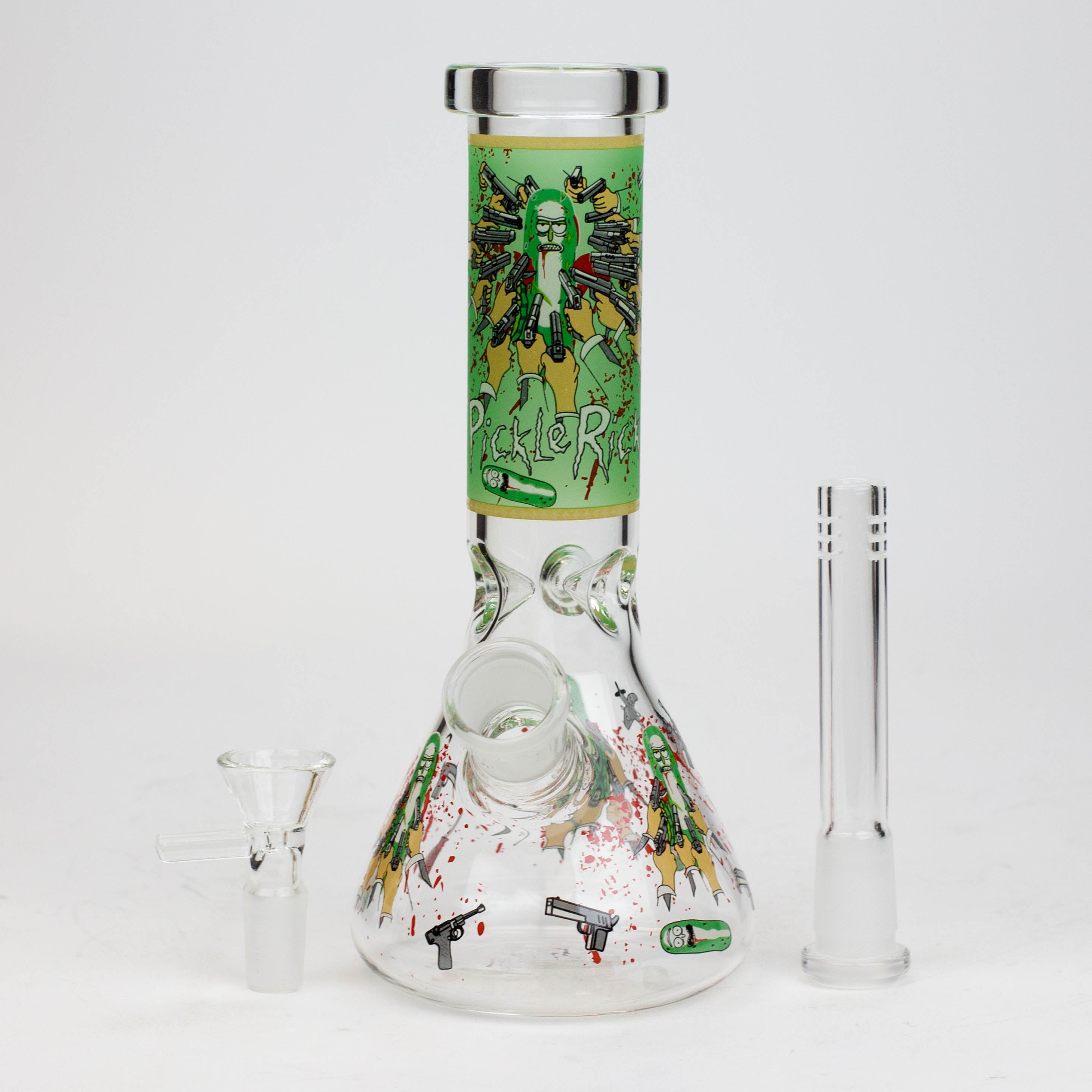 8" NM glass water bong - Glow In the dark