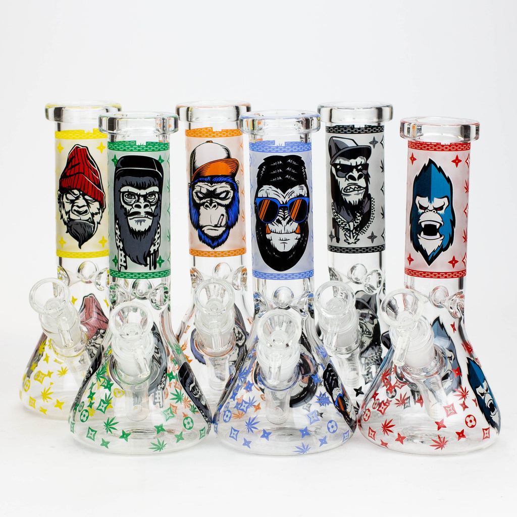 8" Gorilla cartoon glass water bong