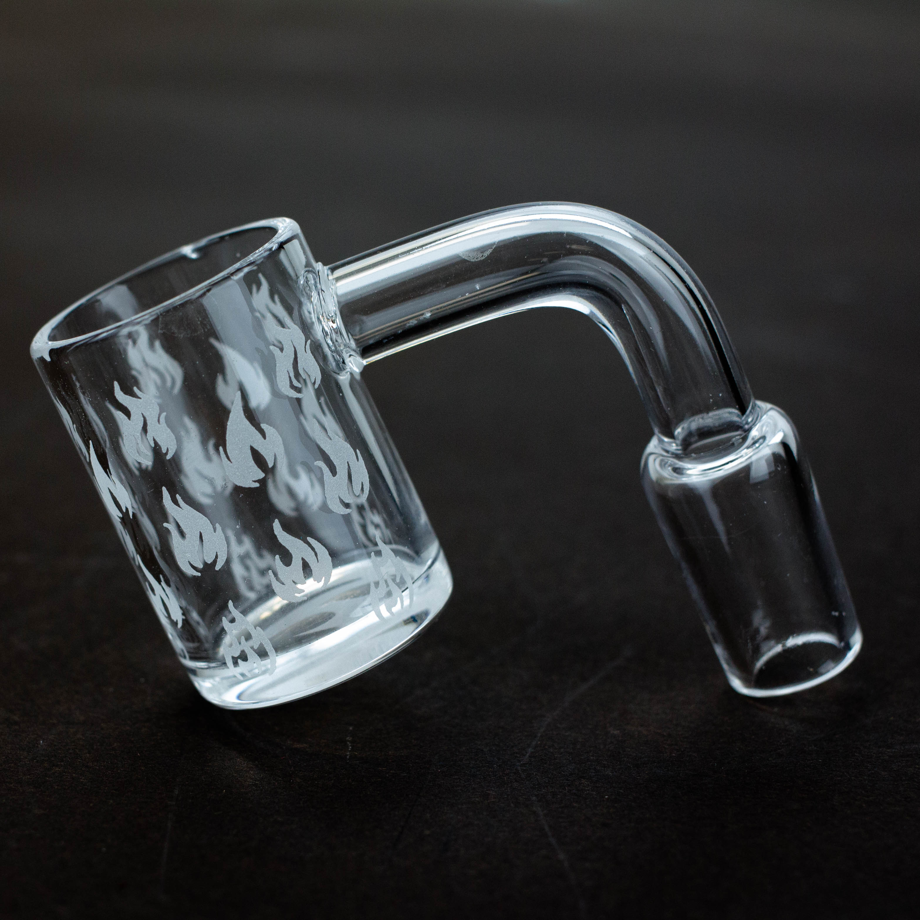 Flat top banger with sandblast graphic for 14 mm male joint
