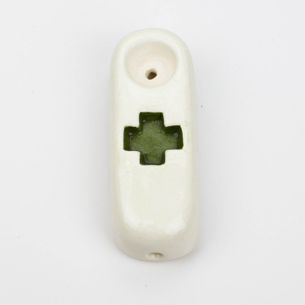 Handmade Ceramic Smoking Pipe [Green Cross]